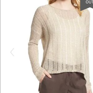 Eileen fisher open knit crochet fisherman sweater